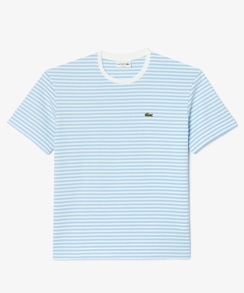 LACOSTE(ラコステ)の「ヘビーウェイト オーセンティックマリンボーダーリンガーネック 半袖Tシャツ(Tシャツ/カットソー・メンズ・ホワイト×ネイビー/ライトブルー・2/3/4/5)」の9枚目の写真