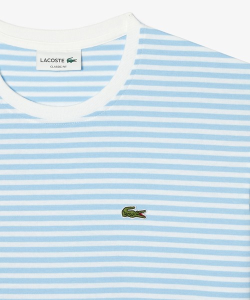 LACOSTE(ラコステ)の「ヘビーウェイト オーセンティックマリンボーダーリンガーネック 半袖Tシャツ(Tシャツ/カットソー・メンズ・ホワイト×ネイビー/ライトブルー・2/3/4/5)」の10枚目の写真