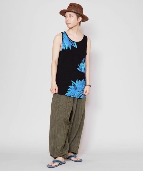 チャイハネ（チャイハネ）の「【チャイハネ】リゾートラMEN'Sタンクトップ（タンクトップ・メンズ・ライトベージュ/オフホワイト/ダークグリーン/ブラック・FREE）」の6枚目の写真