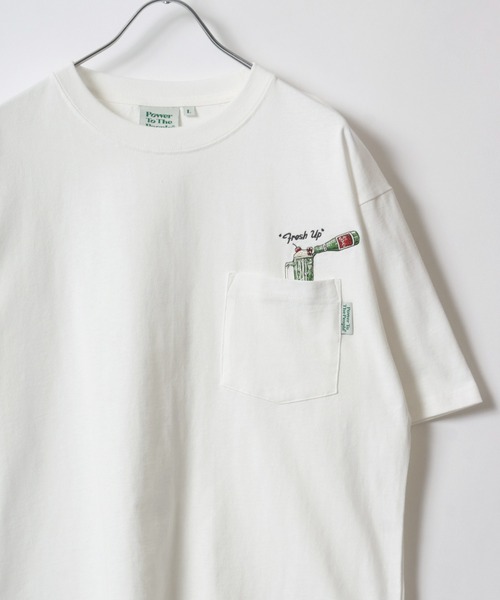 POWER TO THE PEOPLE(パワートゥーザピープル)の「POWER TO THE PEOPLE/パワートゥザピープル ワンポイントアート刺繍 Beer ヴィンテージカー クリームソーダ イヌ ネコ ポケット付半袖Tシャツ レディース メンズ(Tシャツ/カットソー・メンズ・ホワイト/ブラック/ホワイト系その他3/チャコール/ホワイト系その他2/ホワイト系その他/ブラック系その他/ベージュ/ネイビー・LL/M/L)」の3枚目の写真