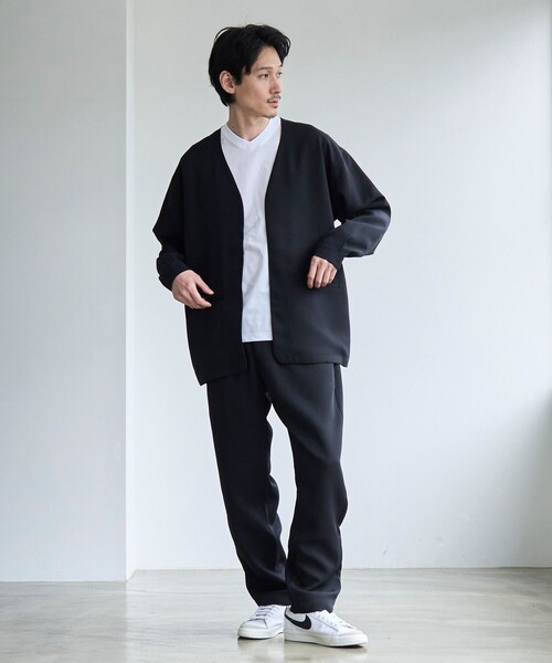 coen（コーエン）の「【RONEL】フクレ2重織ノーカラージャケット（ノーカラージャケット・メンズ・ブラック/ネイビー・L/M/S）」の8枚目の写真