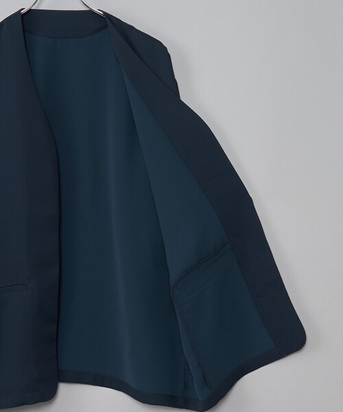 coen（コーエン）の「【RONEL】フクレ2重織ノーカラージャケット（ノーカラージャケット・メンズ・ブラック/ネイビー・L/M/S）」の13枚目の写真