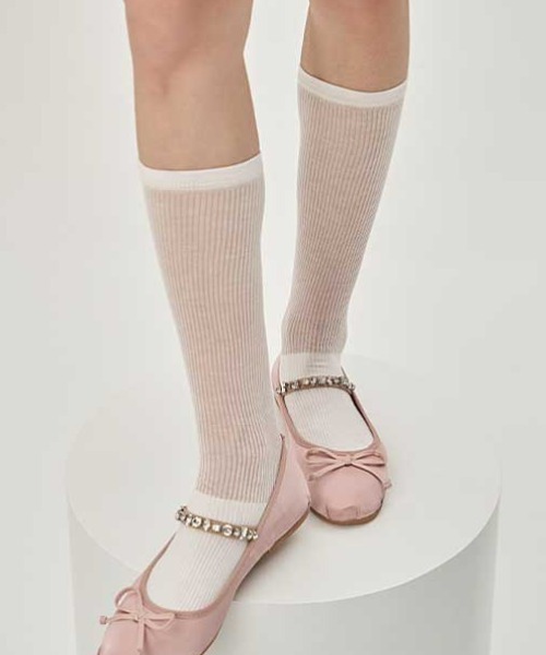 Vipoa(ヴィポア)の「シアーハイソックス(ソックス/靴下・レディース・グレー/ブラック/アイボリー・FREE)」の14枚目の写真