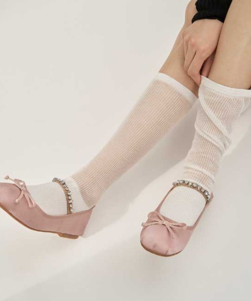 Vipoa(ヴィポア)の「シアーハイソックス(ソックス/靴下・レディース・グレー/ブラック/アイボリー・FREE)」の16枚目の写真