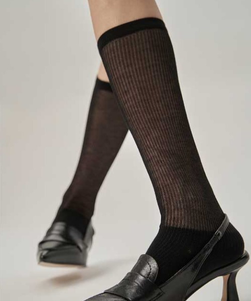 Vipoa(ヴィポア)の「シアーハイソックス(ソックス/靴下・レディース・グレー/ブラック/アイボリー・FREE)」の20枚目の写真