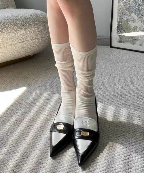 Vipoa(ヴィポア)の「シアーハイソックス(ソックス/靴下・レディース・グレー/ブラック/アイボリー・FREE)」の19枚目の写真