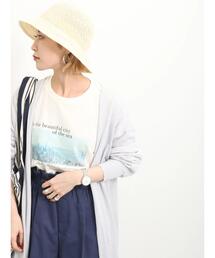 Samansa Mos2 blue | 【抗菌防臭】裾前後差フォトロンT(Tシャツ/カットソー)