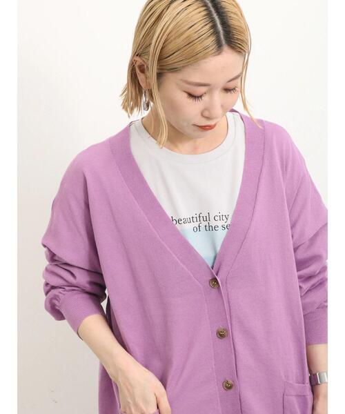 Samansa Mos2 blue(サマンサモスモスブルー)の「【抗菌防臭】裾前後差フォトロンT(Tシャツ/カットソー・レディース・オフホワイト/グレー/キナリ・F)」の12枚目の写真