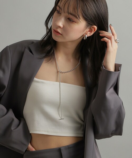 COCOSHNIK(ココシュニック)の「シルバー ミックスネックレス ボールチェーンマンテル(ネックレス・レディース・シルバー・65)」の10枚目の写真