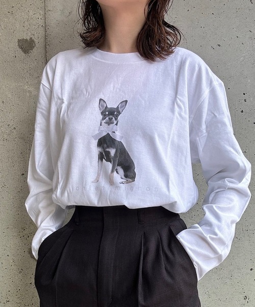 cuorequal(クオレコール)の「DOGリボンロングTシャツ(Tシャツ/カットソー・レディース・ホワイト・MEDIUM/LARGE)」の2枚目の写真