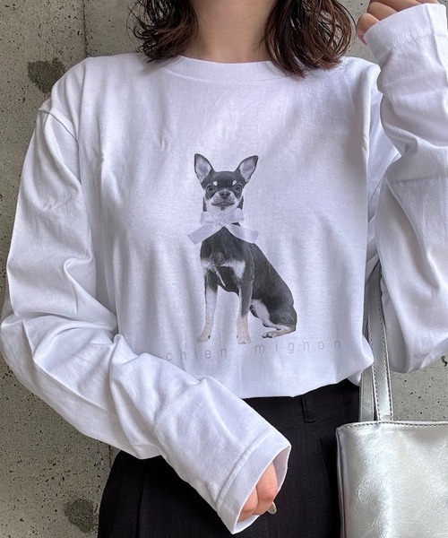 cuorequal(クオレコール)の「DOGリボンロングTシャツ(Tシャツ/カットソー・レディース・ホワイト・MEDIUM/LARGE)」の13枚目の写真