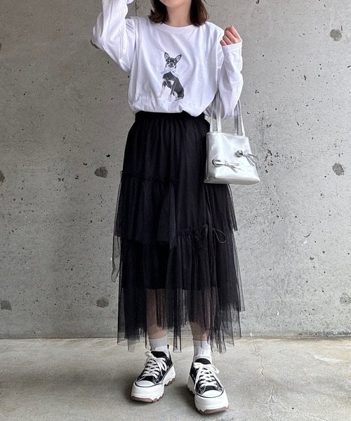 cuorequal(クオレコール)の「DOGリボンロングTシャツ(Tシャツ/カットソー・レディース・ホワイト・MEDIUM/LARGE)」の12枚目の写真