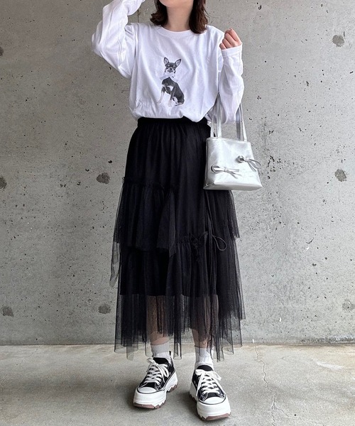cuorequal(クオレコール)の「DOGリボンロングTシャツ(Tシャツ/カットソー・レディース・ホワイト・MEDIUM/LARGE)」の11枚目の写真