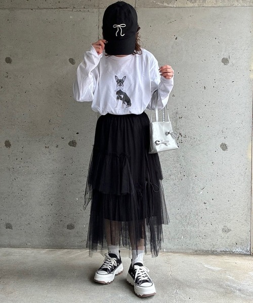 cuorequal(クオレコール)の「DOGリボンロングTシャツ(Tシャツ/カットソー・レディース・ホワイト・MEDIUM/LARGE)」の9枚目の写真