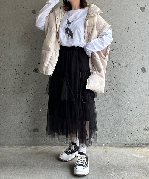 cuorequal(クオレコール)の「DOGリボンロングTシャツ(Tシャツ/カットソー・レディース・ホワイト・MEDIUM/LARGE)」の6枚目の写真