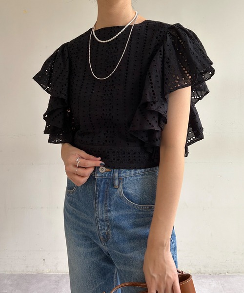 SHENERY（シーナリー）の「カットワークレースブラウス（シャツ/ブラウス・レディース・ホワイト/ブラック・FREE）」の22枚目の写真