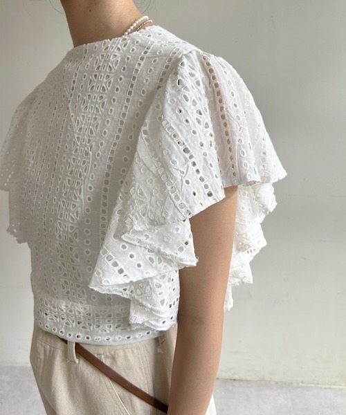 SHENERY（シーナリー）の「カットワークレースブラウス（シャツ/ブラウス・レディース・ホワイト/ブラック・FREE）」の9枚目の写真