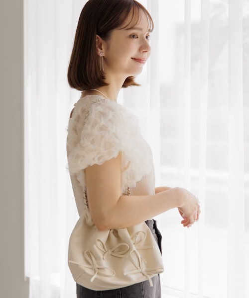 flower(フラワー)の「リボンチェーンバッグ(ショルダーバッグ・レディース・アイボリー・FREE)」の19枚目の写真