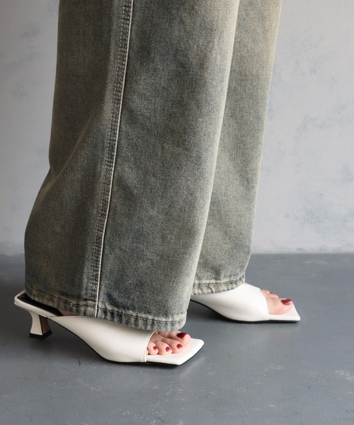 美品★ WIDE SQUARE MULE / ワイドスクエアミュール セール】【cheriella】ワイドスクエアミュールサンダル
