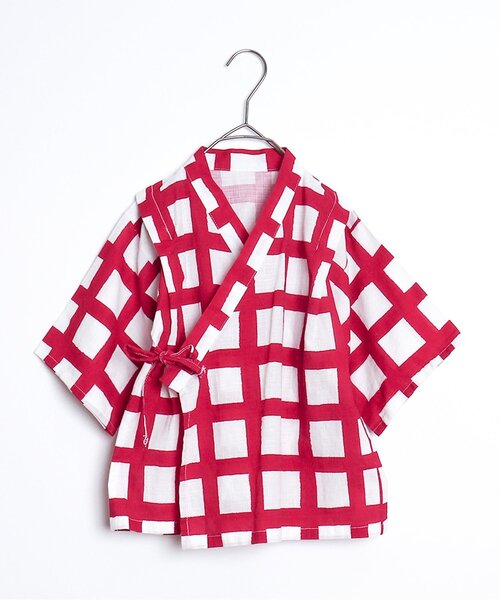 p.premier（ピードットプルミエ）の「BIG格子柄ゆったりシルエット甚平（浴衣・キッズ・ターコイズブルー/レッド/ブラック・130/120/140/110/100/90/80）」の18枚目の写真