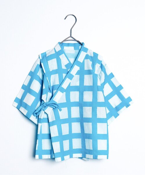 p.premier（ピードットプルミエ）の「BIG格子柄ゆったりシルエット甚平（浴衣・キッズ・ターコイズブルー/レッド/ブラック・130/120/140/110/100/90/80）」の19枚目の写真