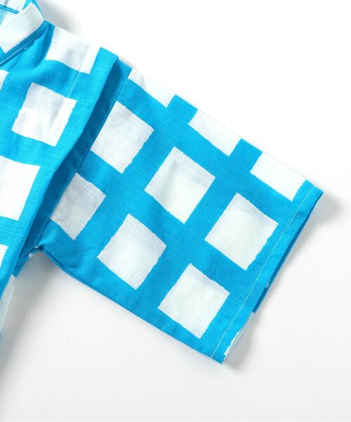 p.premier（ピードットプルミエ）の「BIG格子柄ゆったりシルエット甚平（浴衣・キッズ・ターコイズブルー/レッド/ブラック・130/120/140/110/100/90/80）」の12枚目の写真