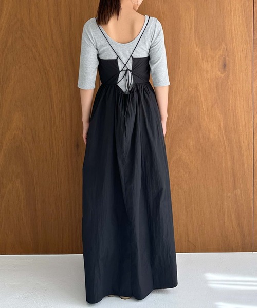 Doux archives（ドゥアルシーヴ）の「バックリボンキャミワンピース（ワンピース・レディース・ベージュ/ブラック/ブラウン・FREE）」の10枚目の写真