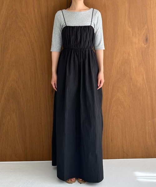 Doux archives（ドゥアルシーヴ）の「バックリボンキャミワンピース（ワンピース・レディース・ベージュ/ブラック/ブラウン・FREE）」の8枚目の写真