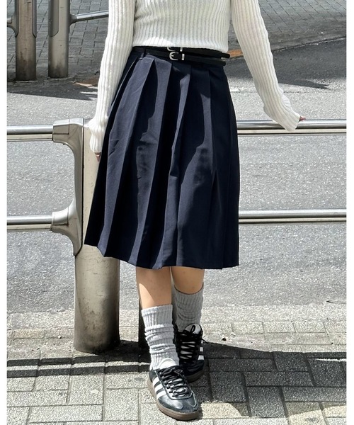 3.3 Field Trip (3.3フィールドトリップ)の「3.3 Field Trip/ベルトツキミディスカート 2110254(スカート・レディース・ネイビー/チャコール・FREE)」の1枚目の写真