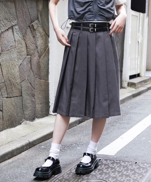 3.3 Field Trip (3.3フィールドトリップ)の「3.3 Field Trip/ベルトツキミディスカート 2110254(スカート・レディース・ネイビー/チャコール・FREE)」の8枚目の写真