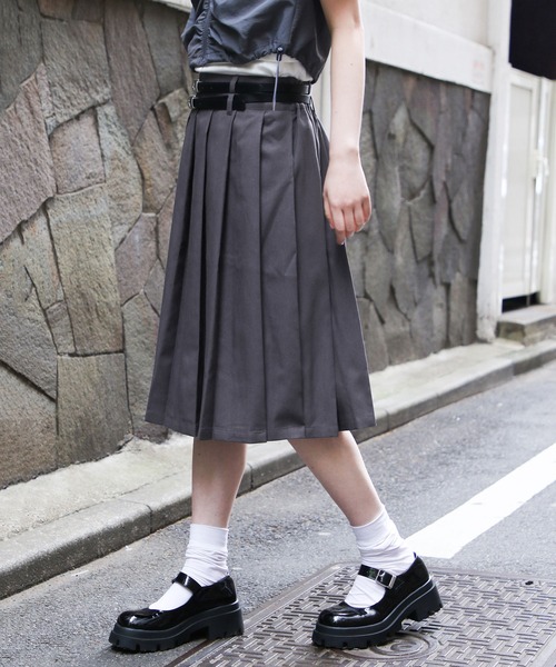 3.3 Field Trip (3.3フィールドトリップ)の「3.3 Field Trip/ベルトツキミディスカート 2110254(スカート・レディース・ネイビー/チャコール・FREE)」の7枚目の写真