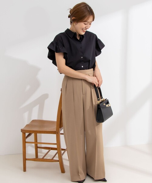 NOLLEY’S（ノーリーズ）の「グログランリボン付き肩フリルブラウス（シャツ/ブラウス・レディース・ブルー系その他7/ブラック/ホワイト・FREE）」の20枚目の写真