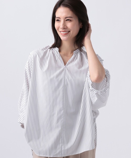 Elura（エルーラ）の「アイロンいらずスキッパーブラウス/109961（シャツ/ブラウス・レディース・ブルー/ホワイト系その他5/ライトブルー・FREE）」の2枚目の写真