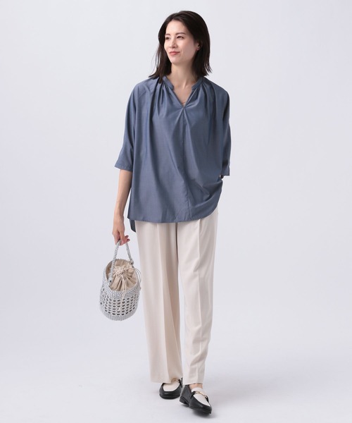 Elura（エルーラ）の「アイロンいらずスキッパーブラウス/109961（シャツ/ブラウス・レディース・ブルー/ホワイト系その他5/ライトブルー・FREE）」の17枚目の写真