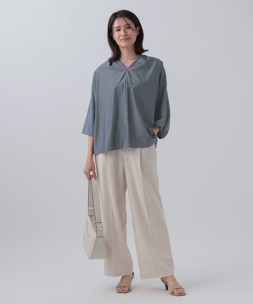 Elura（エルーラ）の「アイロンいらずスキッパーブラウス/109961（シャツ/ブラウス・レディース・ブルー/ホワイト系その他5/ライトブルー・FREE）」の12枚目の写真