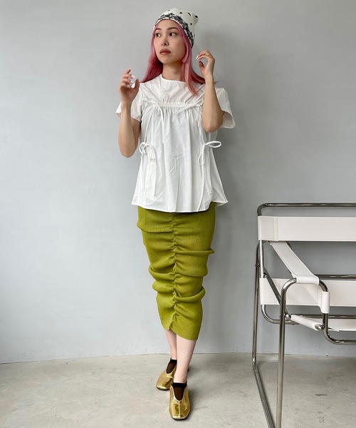SANSeLF(サンセルフ)の「フロントリボントップス【SANSeLF】sanw24s026(その他トップス・レディース・ホワイト・FREE)」の2枚目の写真