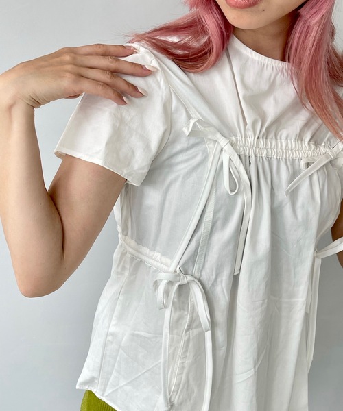 SANSeLF(サンセルフ)の「フロントリボントップス【SANSeLF】sanw24s026(その他トップス・レディース・ホワイト・FREE)」の4枚目の写真