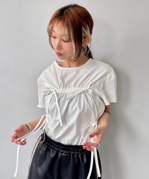 SANSeLF(サンセルフ)の「フロントリボントップス【SANSeLF】sanw24s026(その他トップス・レディース・ホワイト・FREE)」の7枚目の写真