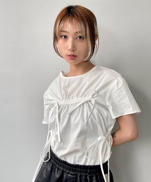 SANSeLF(サンセルフ)の「フロントリボントップス【SANSeLF】sanw24s026(その他トップス・レディース・ホワイト・FREE)」の8枚目の写真