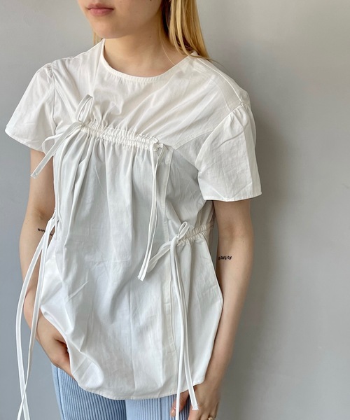 SANSeLF(サンセルフ)の「フロントリボントップス【SANSeLF】sanw24s026(その他トップス・レディース・ホワイト・FREE)」の10枚目の写真