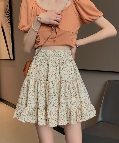 25AW☆直営店CELINE ミニスカート 花柄 RJ03J0849.GAR8 小花柄 ティアードミニスカート(スカート)|dream in the