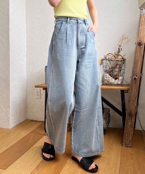 Rejoule(リジュール)の「ヴィンテージライクカーブデニムパンツ(デニムパンツ・レディース・ブルー/サックスブルー・M/S)」の2枚目の写真
