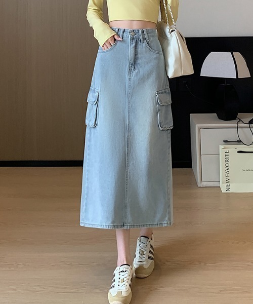 エクラン　スカート ECLIN（エクラン）の「ﾘﾒｲｸ風ﾃﾞﾆﾑﾏｷｼｽｶｰﾄ（デニムスカート