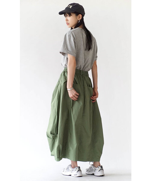 e-zakkamania stores（イーザッカマニアストアーズ）の「ポップコーン ワークスカート（スカート・レディース・ベージュ/カーキ・フリー）」の3枚目の写真