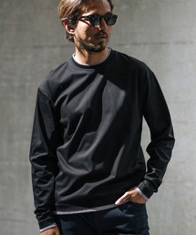 mlt4793-high gauge stretch ponte fake layered mock neck cut sew モックネックカットソー