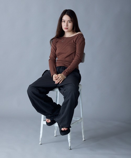 MILLER(ミラー)の「R.P.miller/ミラー LightPrib 2Way PO プルオバー(Tシャツ/カットソー・レディース・ブラック/ブラウン/ホワイト・FREE)」の12枚目の写真