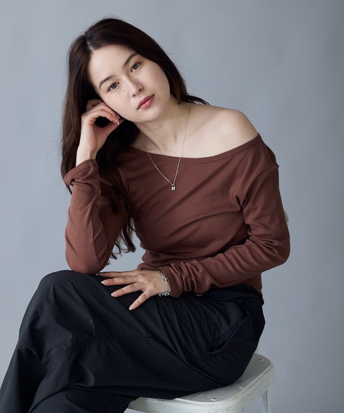 MILLER(ミラー)の「R.P.miller/ミラー LightPrib 2Way PO プルオバー(Tシャツ/カットソー・レディース・ブラック/ブラウン/ホワイト・FREE)」の14枚目の写真