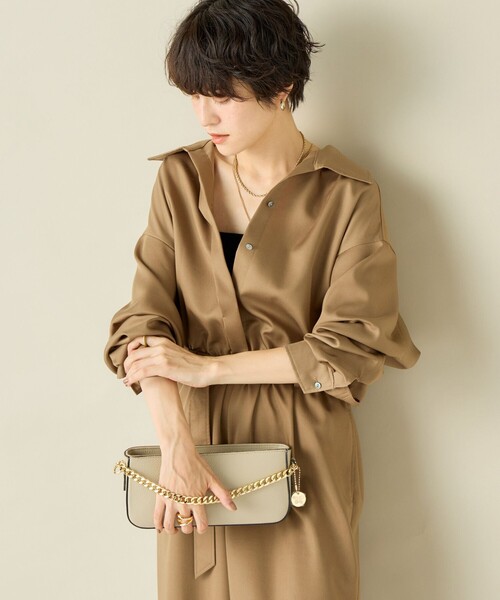 NOLLEY’S Sophi（ノーリーズソフィ）の「ウォッシャブルベルト付きサテンジャンプスーツ（つなぎ/オールインワン・レディース・キャメル/ブラック・38）」の16枚目の写真