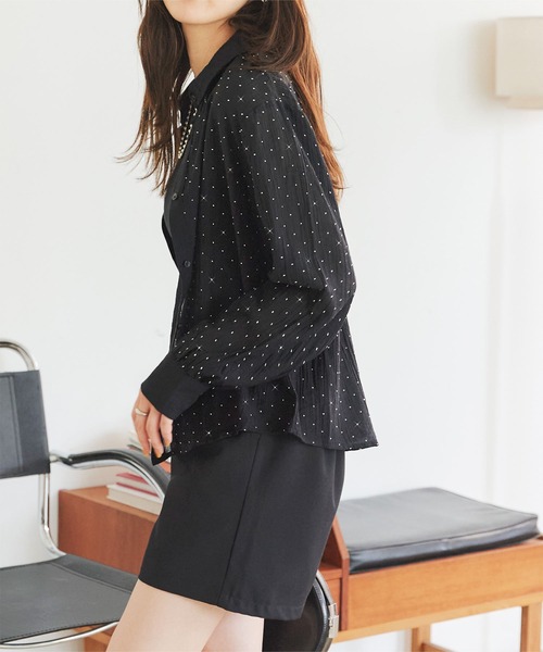 KOBE LETTUCE(コウベレタス)の「ビジューシアーシャツブラウス(シャツ/ブラウス・レディース・ブラック/オフホワイト・M)」の6枚目の写真
