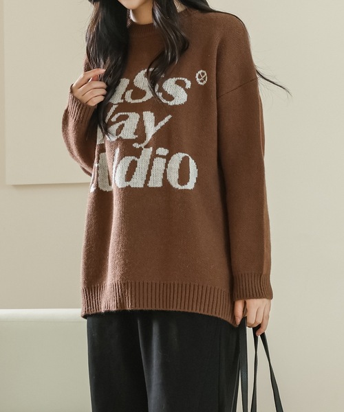 Lace Ladies(レースレディース)の「アルファベット レター ビッグシルエット 長袖 ニット プルオーバー(ニット/セーター・レディース・ホワイト/ブラウン/ブラック・FREE)」の10枚目の写真